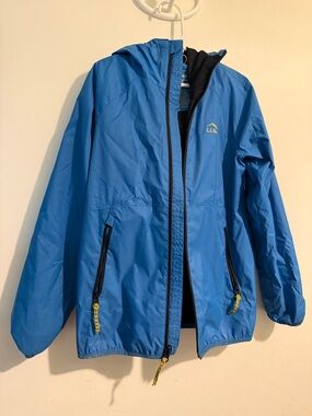 L.L. Bean Kids Bright Blue Hooded Rain Jacket